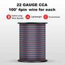 VIABRICO 100ft 22AWG 4pin RGB Wire Extension Cable, led Wire 22AWG Copper Clad Aluminum Copper Wire 12V/24V DC Cable, for RGB 3528 5050 Led Strip