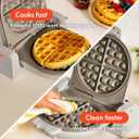 bella Flip-n-Store Waffle Maker with EverGood Ceramic Nonstick Coating, Fits-anywhere Kitchenware, Power Indicator Light, Cool Touch Handle & Cord Wrap, 7 Wide & 1" Deep Plates, 1000 Watt, Oatmilk