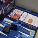 Get The Games Out Top Backgammon Set - Classic Board Game Case - Best Strategy & Tip Guide (Blue, Large)
