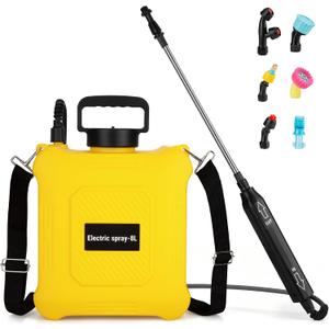 2 Gallon Battery Powered Sprayer, Electric Garden Sprayer with 6 Mist Nozzles, Adjustable Spray Effect, Weed Sprayer with Hand Shank Waterproof, Adjustable Telescopic Rod, for Yard, Lawn and Garden