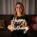 Happy Birthday Neon Sign for Backdrop, LED Dimmable Happy Birthday Light Up Sign, Happy Birthday Sign for All Ages Birthday Party Decorations, Wall Decor Gifts, Warm White
