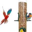 MIXXIDEA 1PK Metal Bird Feeders with 6 Feeding Ports,Tube Bird Feeder with Steel Hanger,Hard Plastic Wild Bird Feeder for Outdoors Hanging, Attracting Birds in Your Lawn, Garden, BalconyGreen