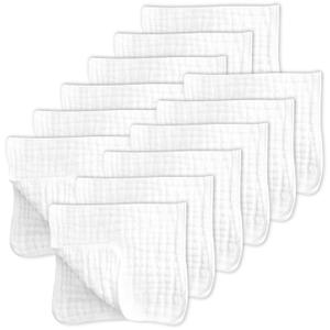SWEET DOLPHIN 12 Pack Muslin Burp Cloths Large 100% Cotton Hand Washcloths for Baby - Baby Essentials Extra Absorbent and Soft Boys & Girls Milk Spit Up Rags for Newborn Registry - White, 20" X10" SWEET DOLPHIN 12 Pack Muslin Burp Cloths Large 100% Cotton Hand Washcloths for Baby - Baby Essentials Extra Absorbent and Soft Boys & Girls Milk Spit Up Rags for Newborn Registry - White, 20" X10"