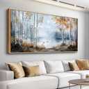 QIYILEXWART Canvas Wall Art For Living Room Large Wall Decor For Office Bedroom Decorations Birch Forest Landscape Pictures Farmhouse Painting Artwork Room Wall Mural Aesthetic Home Decor 30x60 In