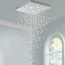 Bestier Modern Crystal Square Raindrop Chandelier Lighting Flush Mount LED Ceiling Light Fixture Pendant Lamp for Dining Room Bathroom Bedroom Livingroom 8 GU10 Bulbs Required 22 in Wide 47 inch High, W22" x H47"