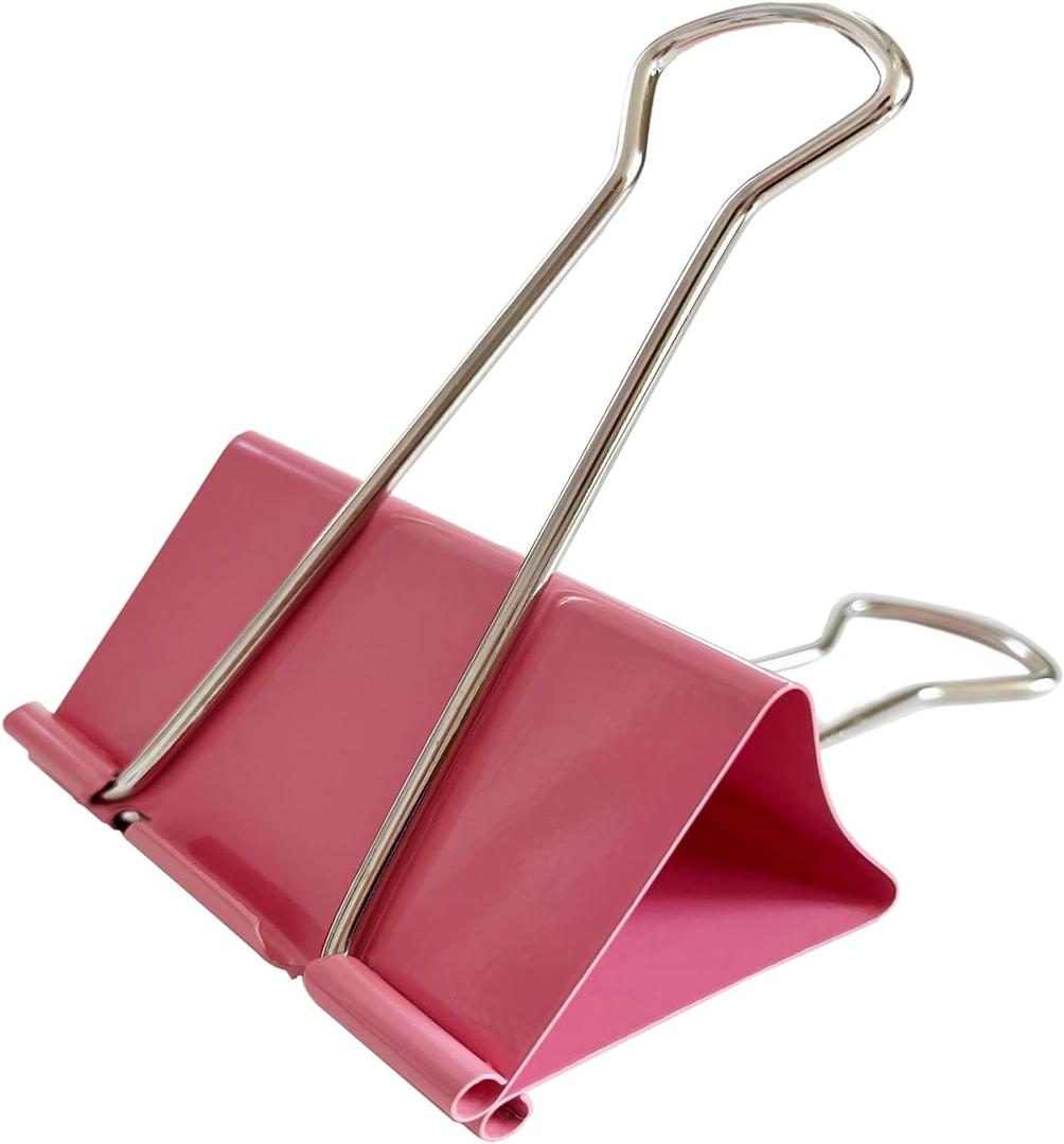 18PCS Jumbo Binder Clips 3 Inch, Pink, Binder Clips Extra Large Heavy Duty for Office Supplies