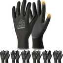 toolant 6 Pairs Work Gloves MicroFoam Nitrile Coated, 15 Gauge Breathable Nylon with Grip in Wet & Oily Condition, Touchscreen,Certified Working Gloves Bulk for Gardening,Warehouse,Automotive,Black,XL