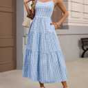 ANRABESS Womens Summer Midi Dresses Casual Striped Plaid Sleeveless Flowy Maxi Dress 2026 Beach Vacation Sundress (Blue, S)