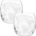 Hemoton Set of 2 Transparent Globe Whiskey Glasses, 15.4Oz World Map Engraved Cocktail Cups for Home Bar, Elegant Drinking Glasses for Whiskey Lovers and Special Occasions