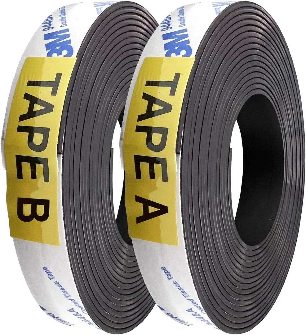 Magnetic Tape A+B, Inter-Absorbing Magnetic Tape Strip, Magnetic Strips with Adhesive Backing for Fly Screen (6.6 ft + 6.6 ft)