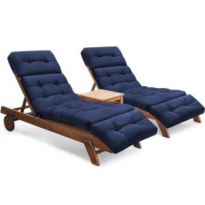 Tycdiose Chaise Lounge Cushions Outdoor Set of 2, 74.4 x 22 x 4.7 Inches Thickened Lounge Chair Cushions Waterproof for Outdoor Furniture with Ties, Non-Slip Patio Pool Chaise Lounge Cushions, Blue
