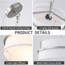 15.7" Modern Drum Chandelier Ceiling Light with White Fabric Shade
