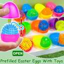 12 Pack 3.5" Easter Eggs Prefilled with Light Up Spiky Balls, Easter Basket Stuffers Essential for Kids LED Flashing Squeaky Sensory Stress Relief Fidget Toys Easter Hunt Fillers Party Favors Gifts