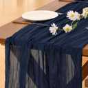 Socomi 3pcs Navy Blue Valentine's Day Cheesecloth Table Runner Boho Rustic Gauze 120 inch 10FT Cheese Cloth Runner for Wedding Party Baby Shower Birthday Home Decor Holiday Decorations, Navy