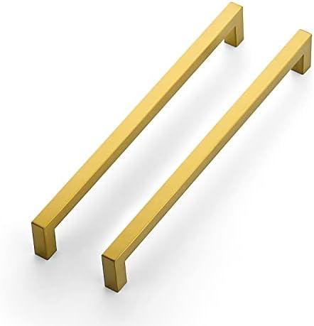 Ravinte 5 Pack 10 Inch Square Cabinet Handles - Brushed Brass Drawer Pulls, Kitchen Hardware, Handles for Cabinets, Cupboards and Drawers