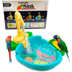 Parrot Shower, Parrot Bird Bathtub, Automatic Bird Bathtub Pet Bath Pool with Faucet, Bird Bathtub Swimming Pool Toy Bath Shower Water Dispense for Ferret, Goldfinch (Green)