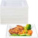 ECOLipak 150 Piecs Compostable Square Plates, 6 inch Eco-friendly Heavy Duty Biodegradable Sugarcane Disposable Paper Plates for Party Dinner Birthday