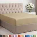King Fitted Bed Sheet - Bottom Single Fitted Sheet Only - Ultra-Soft Hotel Luxury Bedding w/ 8-16 Inch Deep Pockets - Breathable, Cooling & Wrinkle Free - Easy-Care, Fade & Shrink Resistant - Beige