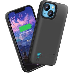 Sitong Battery Case for iPhone 14, 5000mAh Rechargeable Extended Battery Charging/Charger Case, Add 100% Extra Juice (6.1 inch) Black