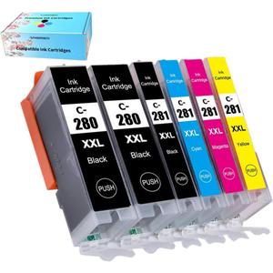 F FINDERS&CO PGI-280XXL CLI-281XXL Ink Cartridges Compatible with Canon 280 281 XXL Ink Work with Canon PIXMA TS6320 TS8120 TS8220 TS8320 TR8620 TR7520 TR8520 (2PGBK 1BK/C/M/Y, 6PK)