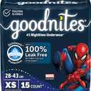 Goodnites Boys' Nighttime Bedwetting Underwear, Size Extra Small (28-43 lbs), 15 Ct, Packaging May Vary