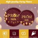 Prom Graduation Decorations 2026 - 96 Pcs 2026 Graduation Decorations Party Supplies, Red Golden Plates Napkins Forks Tableware Set for Prom Table Decor, Graduate Party Decor 24 Guests