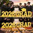 Aurelema 9 Pcs 2026 Graduation Party Decorations Grad 2026 Lights up Sign with Grad Cap Light for Kindergarten Preschool High School College Graduation