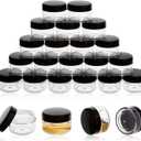 ZEJIA 5 Gram Sample Containers with Lids, 25PCS Mini Makeup Containers, Empty Plastic Travel Cosmetic Containers with Labels (Black)