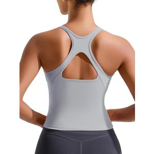 RUNNING GIRL Workout Sports Bras for Women High Impact, Racerback Molded Cup Yoga Tops with Removable Pads(3073_Grey_XXL)