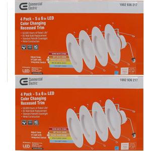 Commercial Electric 5/6 in White Integrated LED Energy Star Color Changing Recessed Trim Downlight 8 Pack