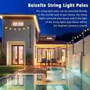 Beizelte 2 Pack 5Ft String Light Poles, Outside String Lights, Outdoor Light Poles, Metal Poles Stand for Patio, Backyard, Deck