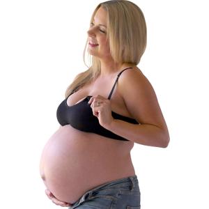 Mamaway Breezy Seamless Nursing Maternity Wireless Bra with Fixed Padding, Odorless, Stretchy for Pregnancy, Breastfeeding (Large, Black)