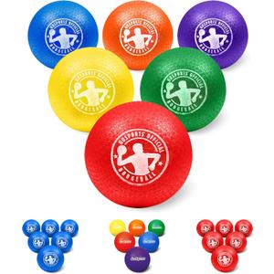 GoSports Inflatable Dodgeballs - Choose 5 Inch or 7 Inch No Sting Balls - Set of 6 Includes Ball Pump & Mesh Bag (7" Multicolor)