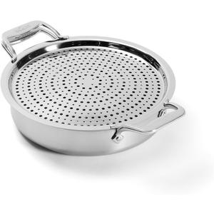 All-Clad D5® 5-Ply Brushed Stainless Steel Sauteuse with lid and Strain & Splatter Guard, 4-Quart, Induction, Oven & broiler safe up to 600°F, Cookware, Kitchen Essential, Pots and Pans, Silver