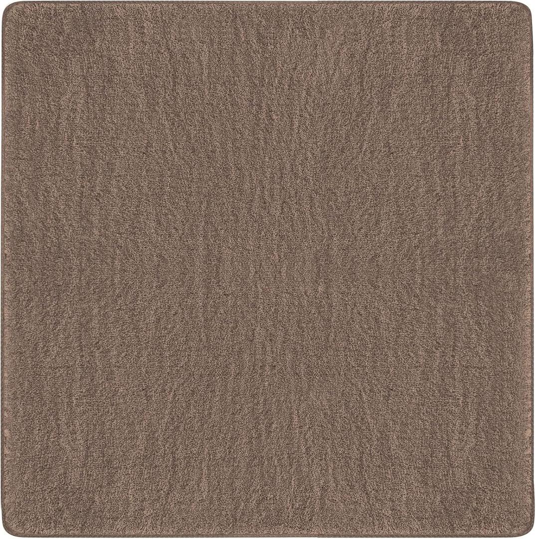 PURE ERA 30x30 Inch Soft Area Rug Ultra Plush Stair Landing Rug Brown | Soft Small Rug Indoor Easy Install, Self Adhesive Non Slip Protect Stairs from Scratch, Reduce Noise, Classic with Home Decor