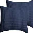 Levtex Home - Mills Waffle - Euro Sham (Set of Two) - Navy - Sham Size (26x26in.), No Insert