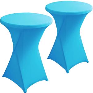 2 Pack Steel Blue Spandex Cocktail Table Covers 32x43 Inch, Stretch Round Cocktail Tablecloth, Fitted Highboy Table Cover Cloth for Wedding, Party, Banquet, Event