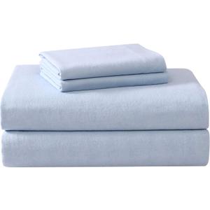 Laura Ashley - Flannel Sheets King Size, Anti-Pilling & Wrinkle Resistant Cotton, Touchably Soft for All-Season Comfort - Bed Sheets with Matching Pillowcases & Fitted Sheet (Serene Blue)