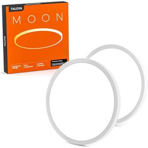 TALOYA 2 Pack Flush Mount LED Ceiling Light (Milk White Shell), 15.8 Inch, Equivalent to Traditional 240W Bulb Light for Kitchen Bedroom Utility Closet Room,5 in 1(3000k/3500k/4000k/5000k/6500k)