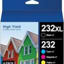 232XL Ink Cartridges for Epson Printer Remanufactured for Epson 232XL Ink Cartridges Combo Pack for Expression Home XP-4200 XP-4205 Workforce WF-2930 WF-2950 XP4200 WF2950 (4 Pack)