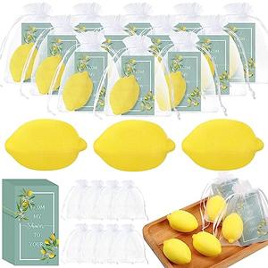 Lounsweer Set of 20 Wedding Lemon Soap Favors Mini Bridal Shower Favors Natural Lemon Shaped Soap Bar with from My Shower to Yours Cards and White Organza Bags for Party Baby Shower Decorations