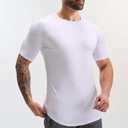 GYM REVOLUTION Men's Workout Gym Hipster Curved Hem Muscle Fitness Hip Hop T Shirts