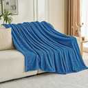Throw Blanket for Couch - Flannel Fleece 3D Striped Ribbed Bed Blanket.Super Soft Blankets for Women Girls,Teacher Gifts Birthday Gifts Room Home Dorm Decor (Blue, Throw(50"x60"))