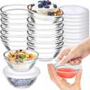 12 Pack Mini 3 Inch Small Glass Bowls with 12 Pack Lids, 2.5 oz Clear Glass Pinch Bowls, Condiment Containers, for Dips, spices, jams, Meal Prep Bowls