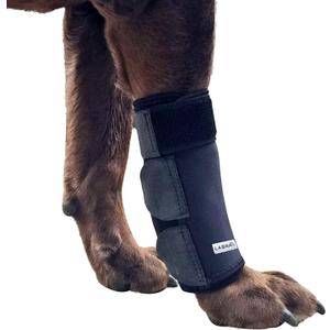 Labra Dog Front Leg Brace - Compression Wrap with Adjustable Straps - Dog Wrist Brace for Support - Leg Sleeve to Stop Licking - Aid in Wound Care and Recovery - Large/Extra Large (Black, XL)