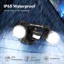 OREiN Motion Sensor Outdoor Security Light, Adjustable Dual-Head LED Flood Light, 3 Modes(Motion/Manual/Dusk to Dawn), 150W Equivalent 5000K, IP65 Waterproof Exterior Lighting, Hardwired, Black