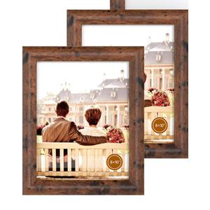 iRahmen 11x14 Picture Frame Set of 2, Wood Photo Frames with HD Glass - Display 8x10 Pictures with Mat or 11 x 14 Without Mat, Wall Mount