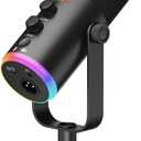 Dynamic Microphone, USB-C/XLR Podcast Recording PC Microphone for Podcast Recording Streaming Gaming with RGB Light, Mute Button, Desktop Stand, Headphones Jack, Vocal Mic for Singing Tiktok YouTube