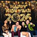 KatchOn, XtraLarge Happy New Year Banner - 72x44 Inch | New Year Backdrop 2026 | New Years Decorations 2026 | NYE Eve Banner For NYE Decorations 2026 | New Years Eve Party Supplies 2026