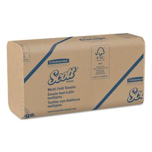 Scott 100% Recycled Fiber Multifold Paper Towels (01801), 9.2 x 9.4, Brown, 16 Clips/Case, 250 Sheets/Clip, 4,000 Towels/Case (Natural)